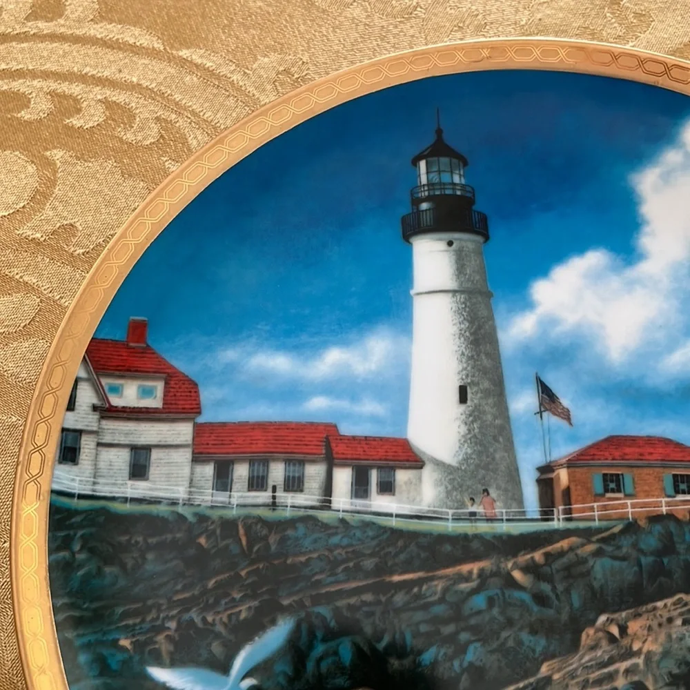 EXC Lighthouse Portland Head Porcelain Plate 1989 Hamilton Collection Coastal